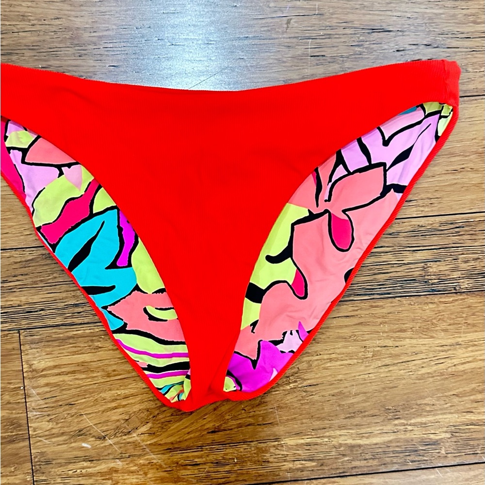 Maaji Red and Multicolor Bikini Bottom